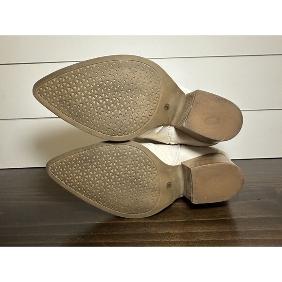 Lulus Vancy Stone Pointed Toe Mid Calf Boots Cream White Western Women's 9 - Picture 14 of 15